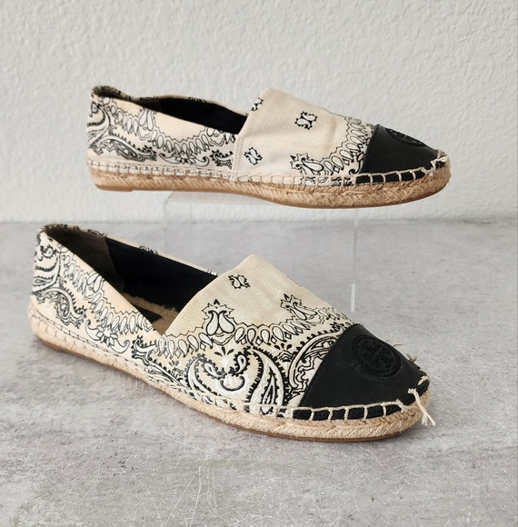 Tory Burch Women's 6.5M Color Block Americana Bandana Flat Espadrille - Picture 1 of 12